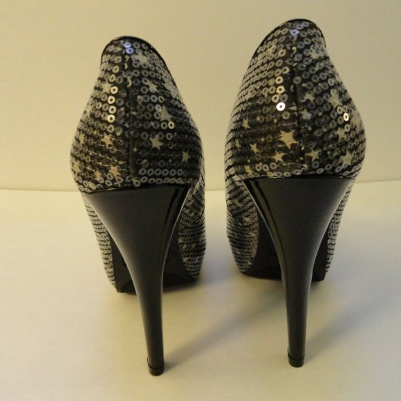 New With Box MIA Mara Black Sequin Platform Heel Pumps 7M - Picture 7 of 9